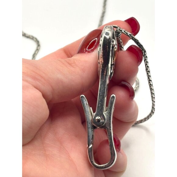 Vintage Brighton Alcazar Heart Badge Holder Clip Pendant Necklace Silver/Gold To - Picture 6 of 7